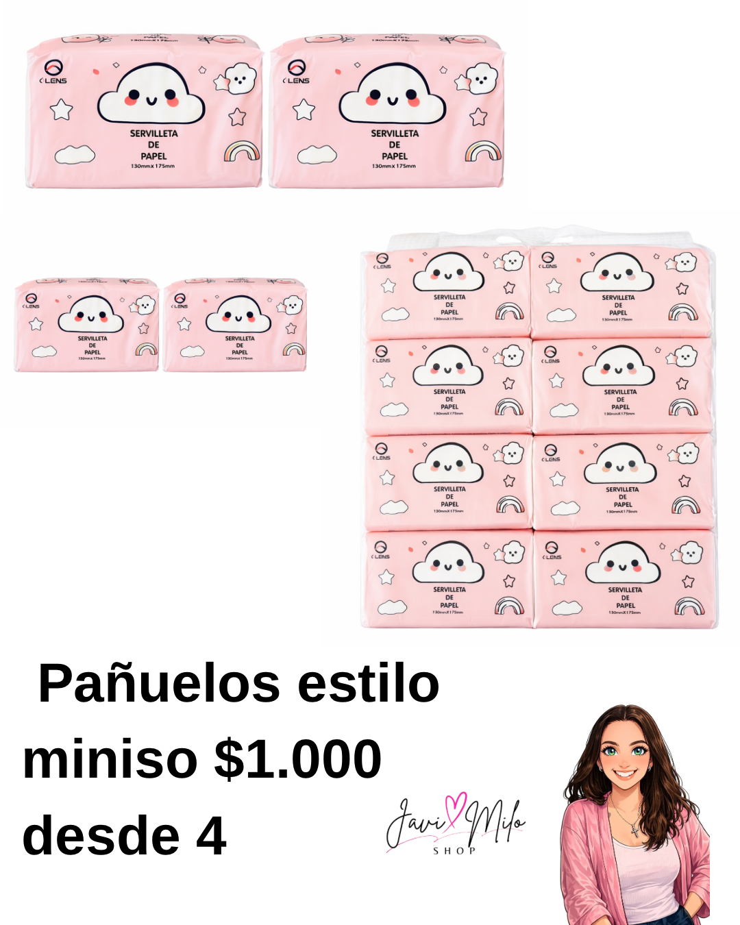 PAÑUELOS ESTILO MINISO (4 UNIDADES)