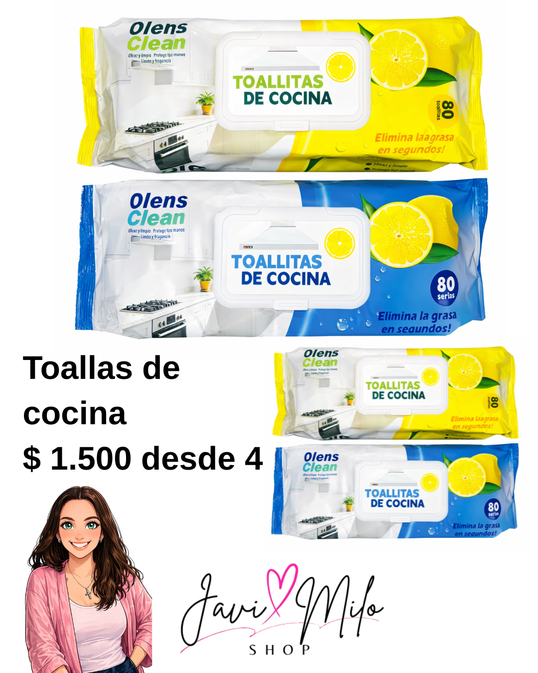 TOALLITAS HUMEDAS DE COCINA (4 UNIDADES)
