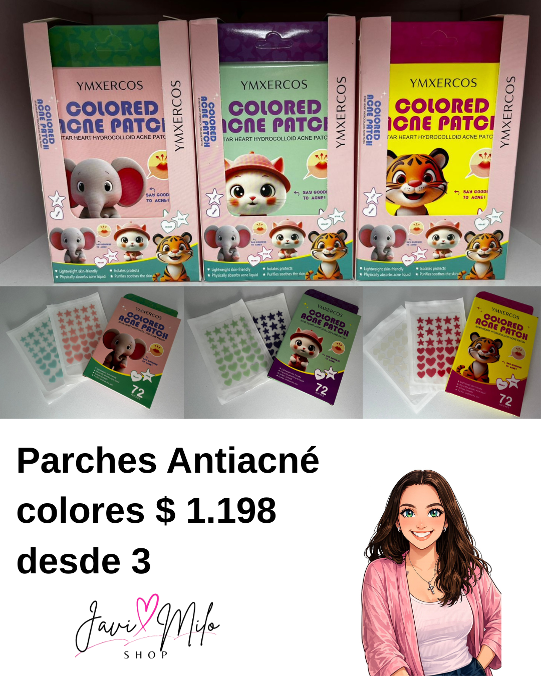 PARCHE ANTIACNÉ CUTE (3 UNIDADES)