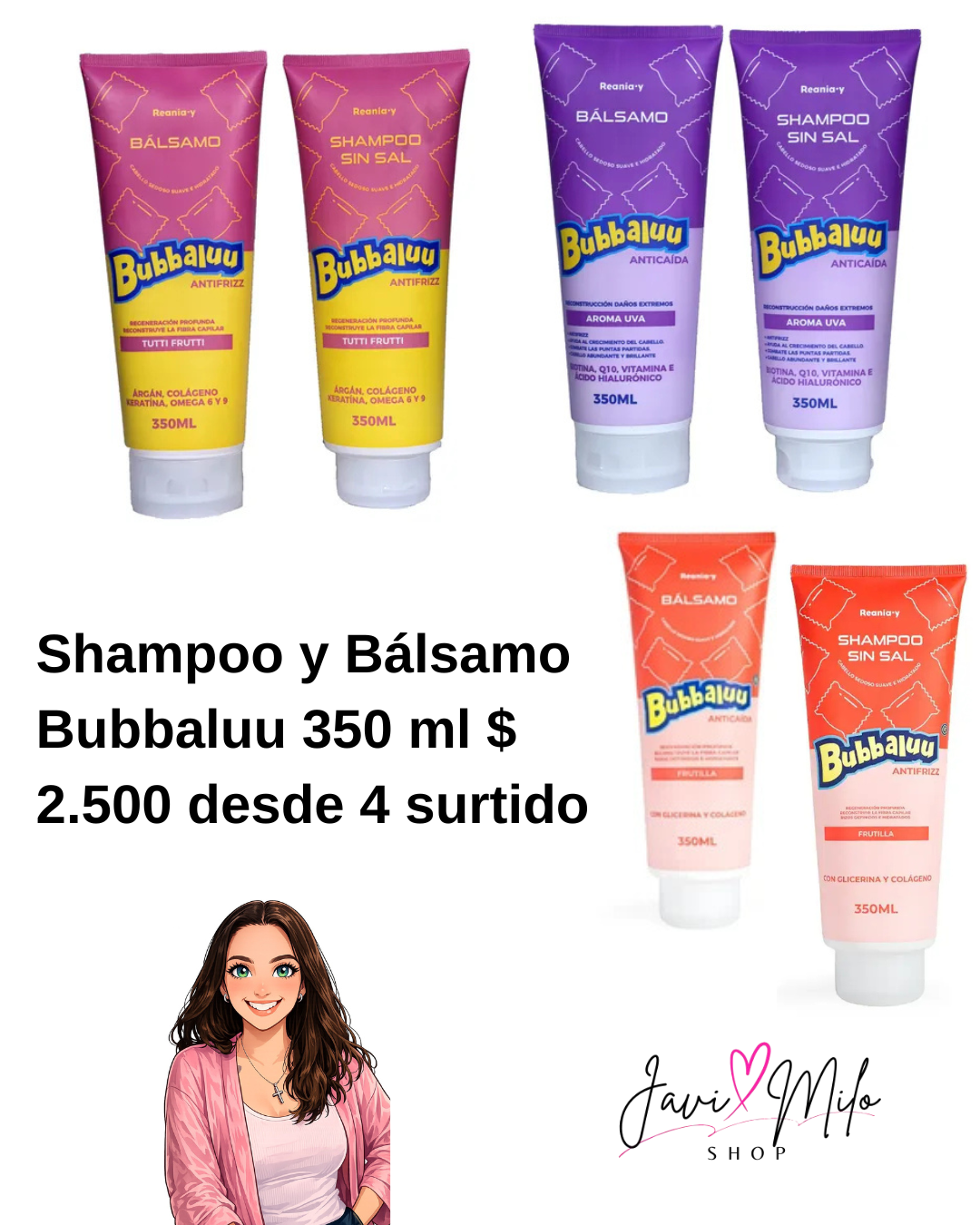 SAMPOO Y BÁLSAMO BUBBALUU (4 UNIDADES)