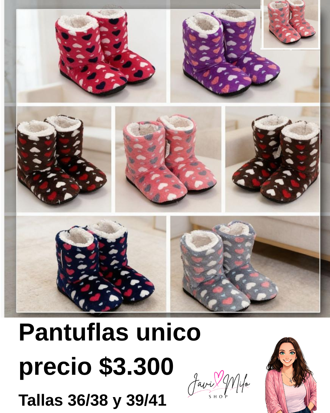 PANTUFLAS ULTRA CALENTITAS DE CORAZONES