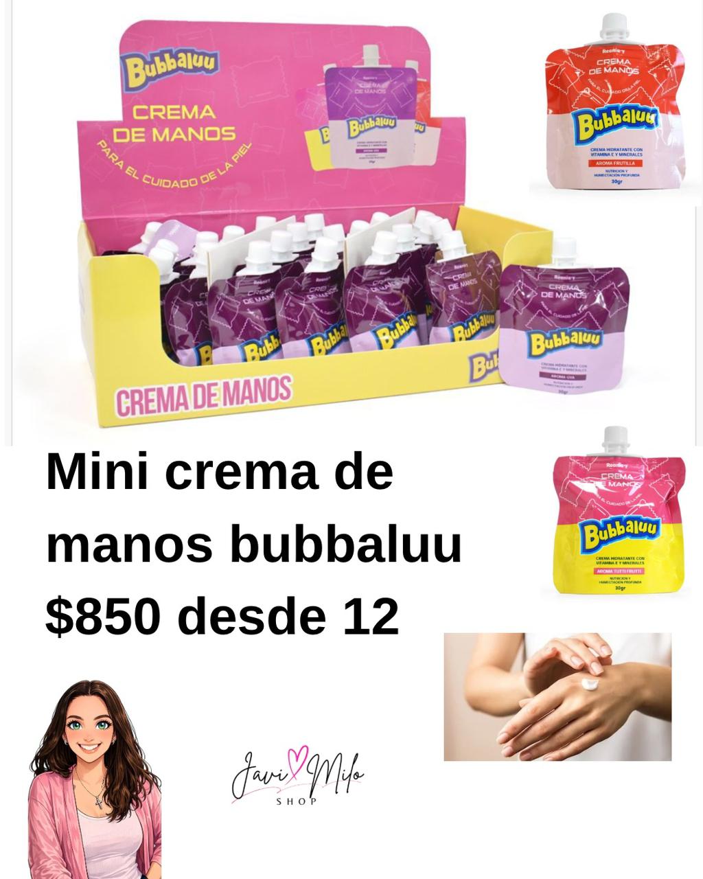 MINI CREMA HIDRATANTE BUBBALUU (12 UNIDADES)