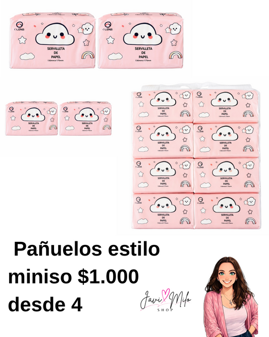 PAÑUELOS ESTILO MINISO (4 UNIDADES)