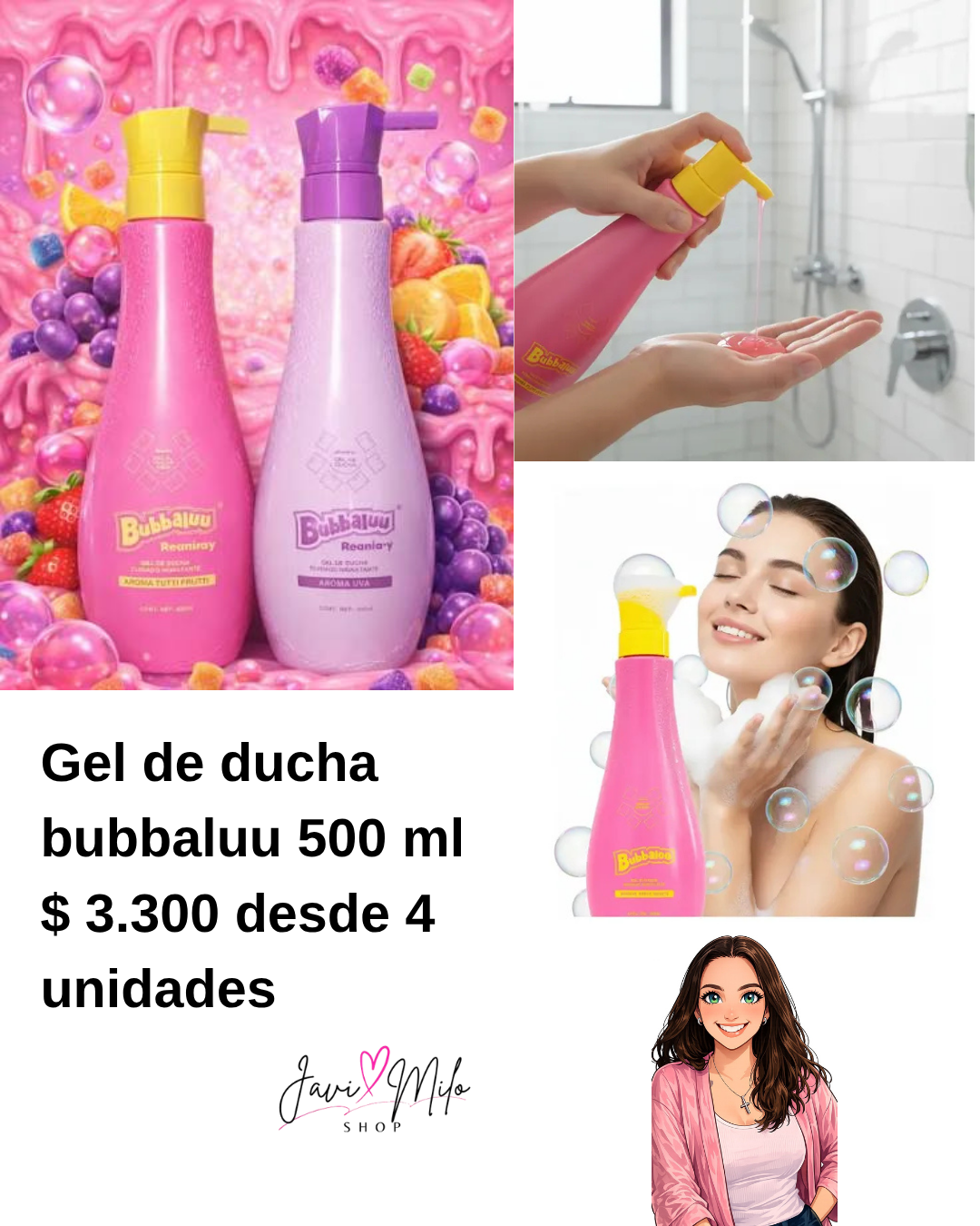 GEL DE DUCHA BUBBALUU (4 UNIDADES)