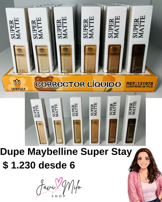 CORRECTOR DE OJERAS DUPE MAYBILLINE SUPER STAY (6 UNIDADES)