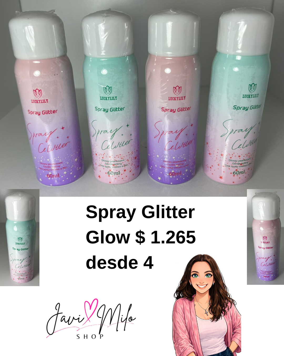 SPRAY GLITTER GLOW (4 UNIDADES)