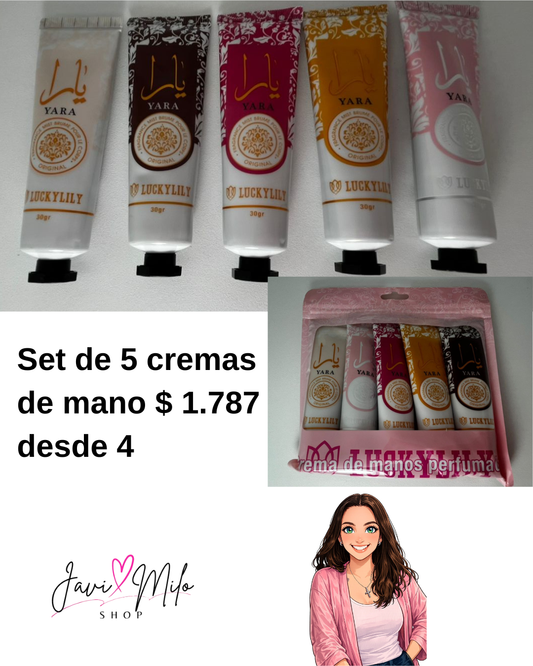 SET DE CREMA DE MANOS YARA (4 UNIDADES)