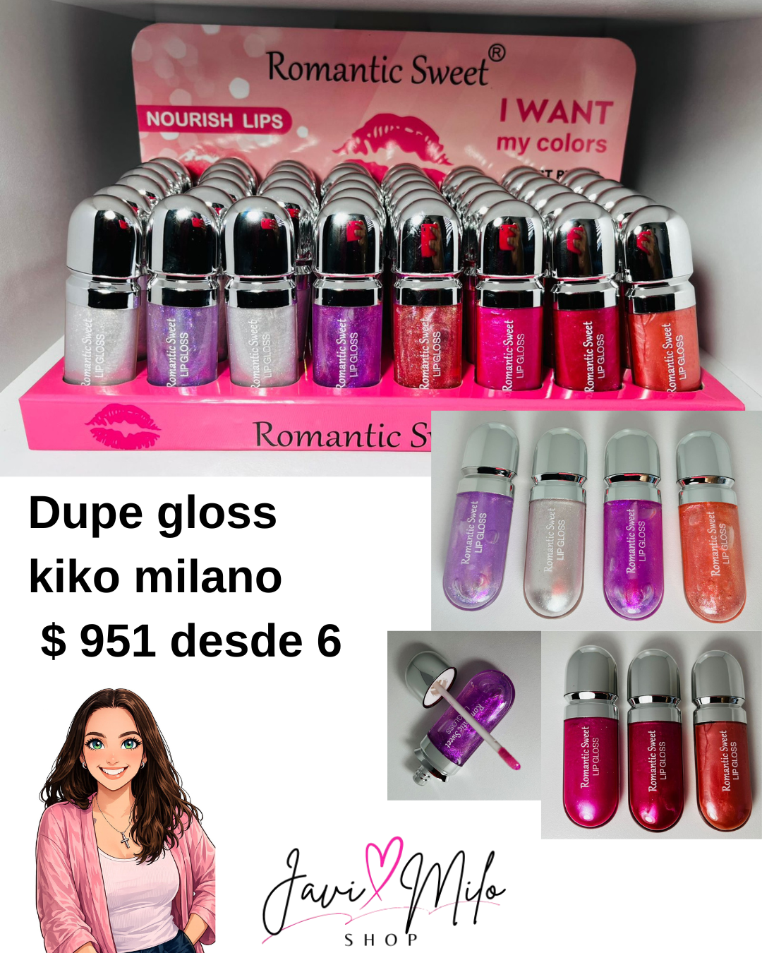 DUPE GLOSS KIKO MILANO (6 UNIDADES)