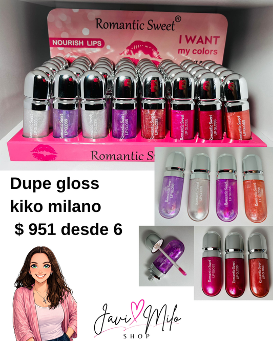 DUPE GLOSS KIKO MILANO (6 UNIDADES)