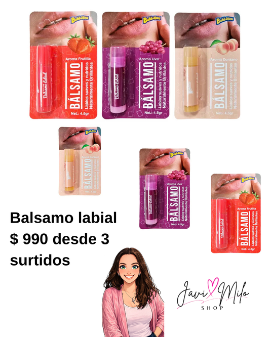 BÁLSAMO LABIAL BUBBALUU (3 UNIDADES)