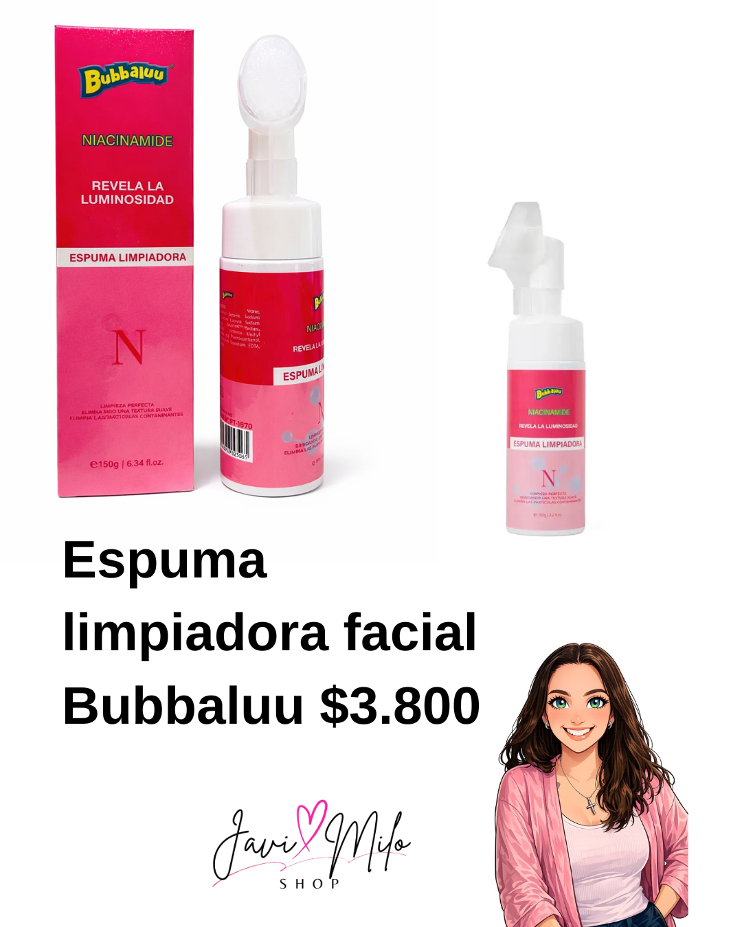 ESPUMA LIMPIADORA FACIAL CON NIACINAMIDE BUBBALUU